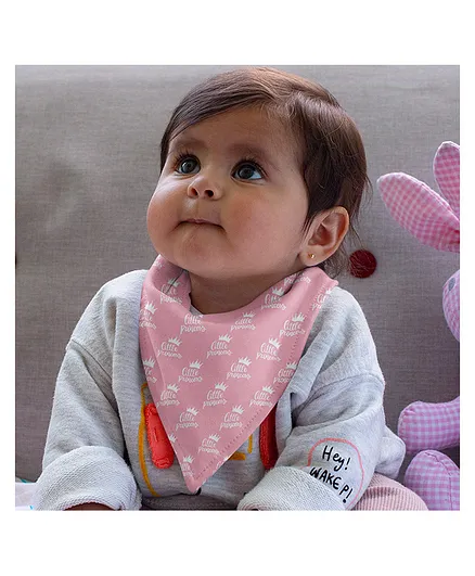 Polka Tots 100% Organic Cotton Two Layer Bandana Style Bibs Princess Print - Pink