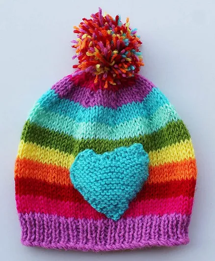 Woonie Handmade Heart Cap - Circumference 43 - Multi