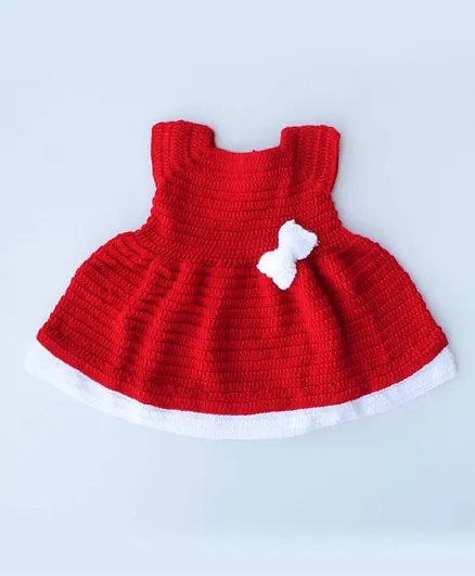 Woonie Sleeveless Handmade Bow Dress - Red