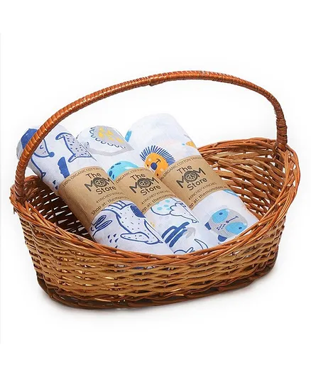 The Mom Store Double Layered Muslin Swaddle Wrap Pack of 3 - Multicolor