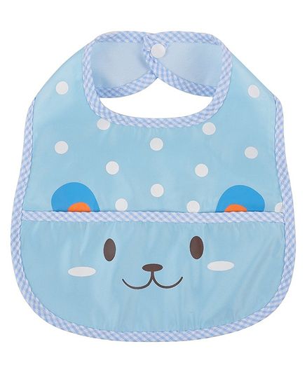 Yellow Bee Bib With Crumb Collector Animal Print - Blue