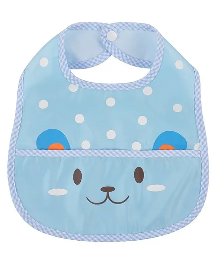 Yellow Bee Bib With Crumb Collector Animal Print - Blue
