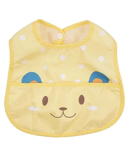 Yellow Bee Bib With Crumb Collector Animal Print - Yellow