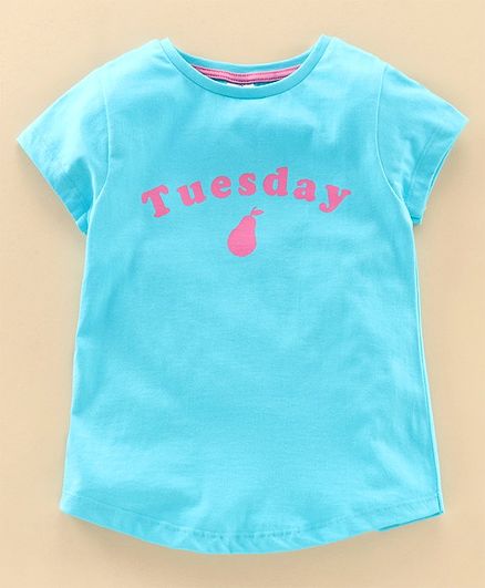 Smarty Half Sleeves Top Tuesday Print - Blue