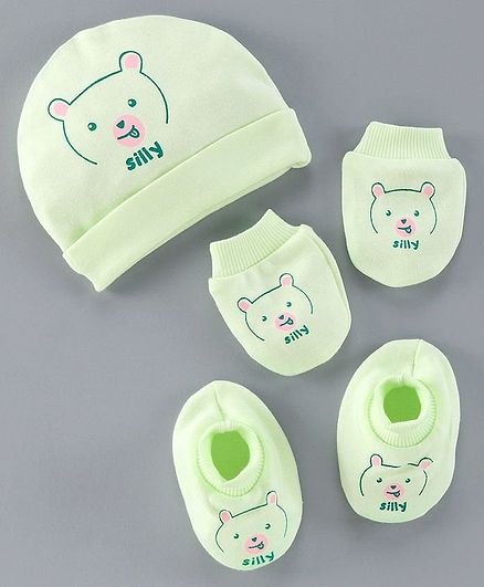 Simply Cap Mitten & Booties Set Green - Diameter 10 cm