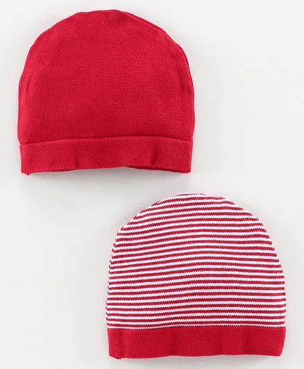 Simply Striped Baby Cap Pack of 2 Red - Diameter 10 cm