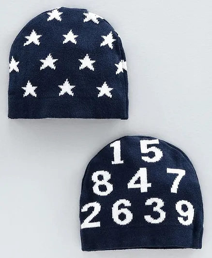 Simply Baby Cap Star Print Pack of 2 Blue - Diameter 10 cm
