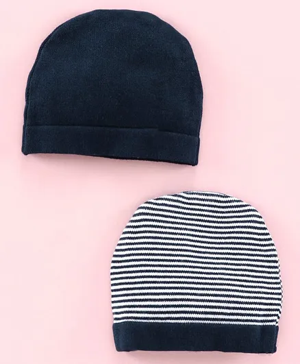 Simply Striped Baby Cap Pack of 2 Blue - Diameter 10 cm