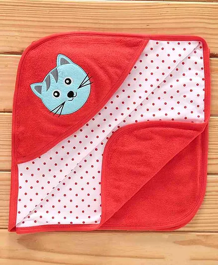 Simply Hooded Towel Cat Patch - Red