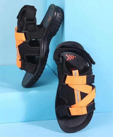 Pine Kids Sandals With Triple Velcro Closure - Orange Black