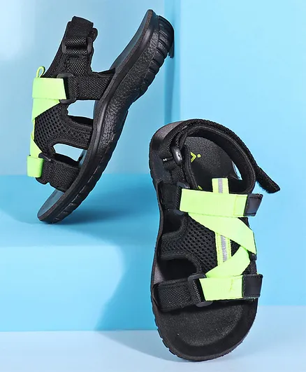 Pine Kids Sandals With Triple Velcro Closure - Green Black
