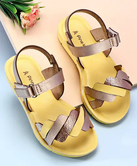 Pine Kids Sandals With Velcro Closure - Yellow