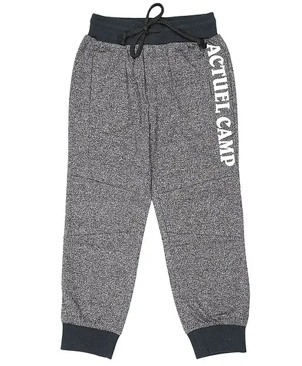 Actuel Self Design Full Length Pants - Black Grey