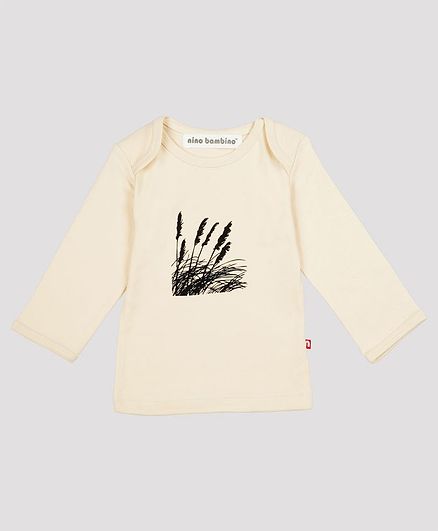 Nino Bambino Full Sleeves Printed Organic Cotton Tee - Off White