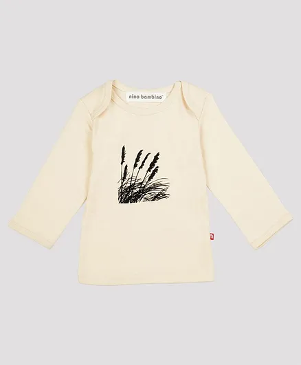 Nino Bambino Full Sleeves Printed Organic Cotton Tee - Off White