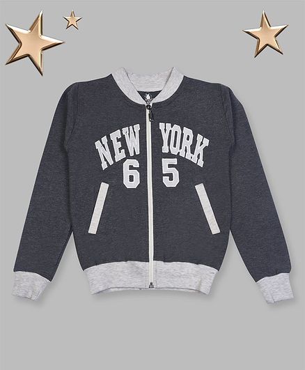 Crazy Penguin Full Sleeves New York Print Jacket - Grey