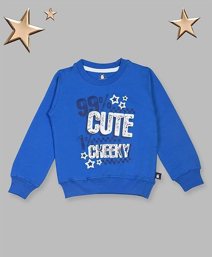 Crazy Penguin Full Sleeves Cute & Cheeky Print Sweatshirt - Blue