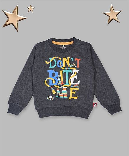 Crazy Penguin Full Sleeves Don't Bite Me Print Hoodie - Grey