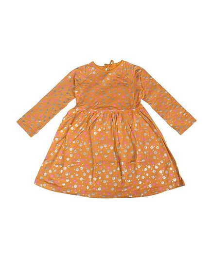 Crazy Penguin Full Sleeves Floral Print Dress - Brown