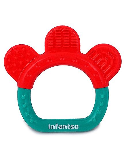 INFANTSO Non-Toxic Food-Grade Silicone Baby Ring Shape Teether - Red Green
