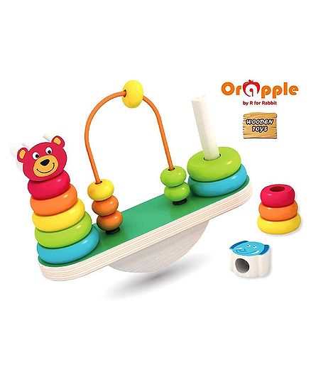 Orapple by R for Rabbit See Saw Wooden Balance Stacker Set Of 16 - Multicolor