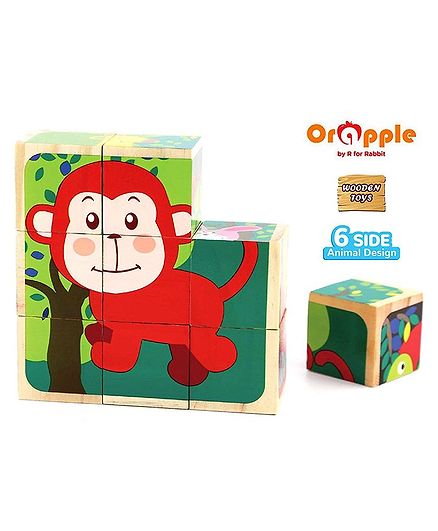 Orapple by R for Rabbit Monkey Wooden Block Puzzle - 9 Pieces