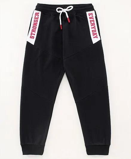 Pine Kids Full Length 100% Cotton Biowashed Lounge Pant - Black