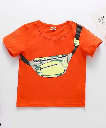 Kookie Kids Half Sleeves T-Shirt Fanny Bag Print - Orange