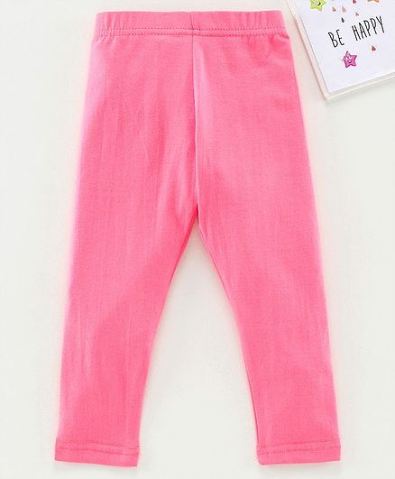 Babyhug Ankle Length Solid Leggings - Pink