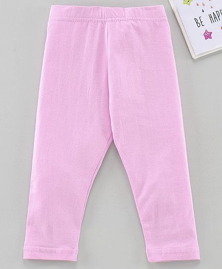 Babyhug Ankle Length Solid Leggings - Light Pink