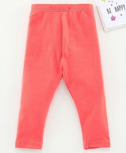 Babyhug Ankle Length Solid Leggings - Peach