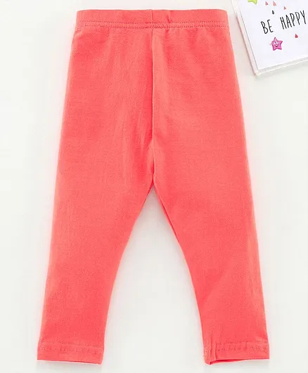 Babyhug Ankle Length Solid Leggings - Peach