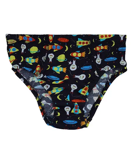 D'chica Bro Funky Space Print Brief - Black