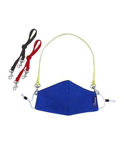 D'chica Set of 3 Detachable Hook Lanyards And One 2-Ply Masks For Kids - Blue