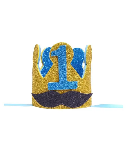 Funcart 1st Birthday Glitter Crown Cap - Blue