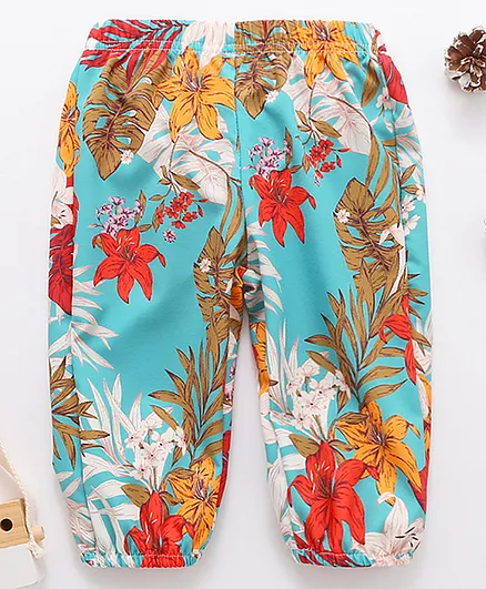 Kookie Kids Full Length Harem Pant Floral Print - Multicolor