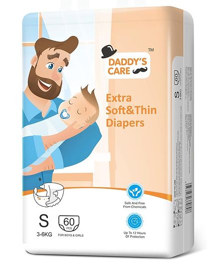 Daddy's Care Disposable Tape Style Small Diapers with Wetness Indicator - 60 Pieces