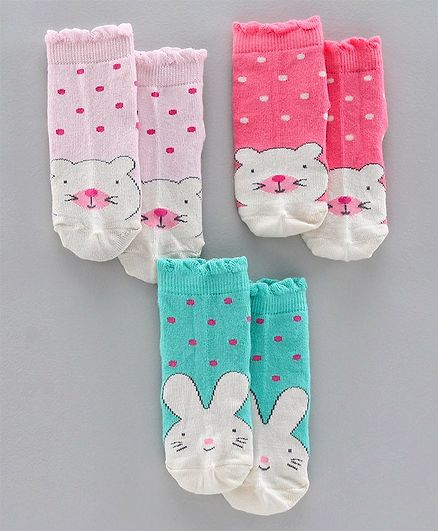 Mustang Ankle Length Socks Pack of 3 - Pink Mint Green