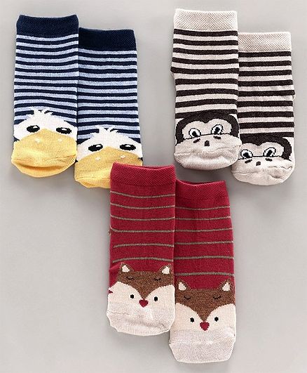 Mustang Ankle Length Socks Set of 3 Pairs - Blue Red