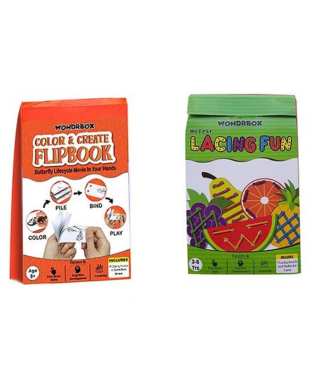 Wondrbox Color & Create Flipbook & Lacing Kit Combo - Multicolor