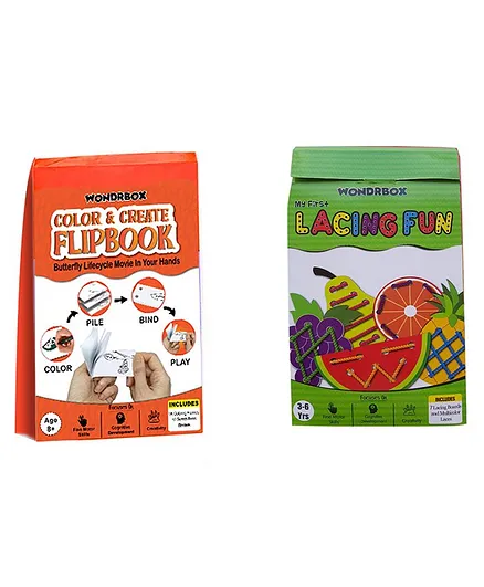 Wondrbox Color & Create Flipbook & Lacing Kit Combo - Multicolor