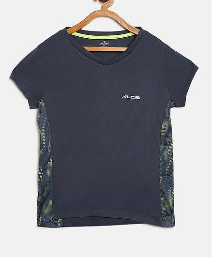 Alcis Half Sleeves Solid Color T-Shirt - Navy Blue