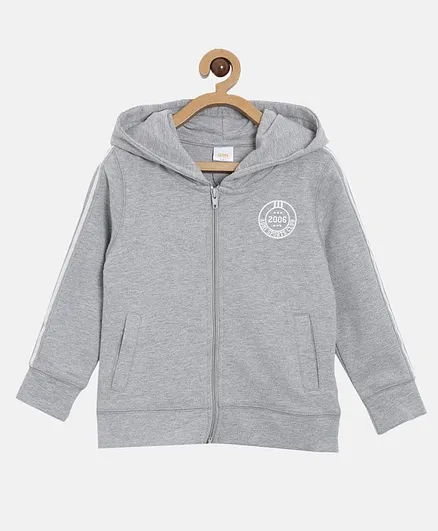 Aomi Full Sleeves Solid Colour Hooded Jacket - Light Grey