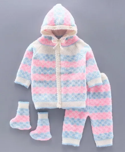 Babyhug Full Sleeves Sweater Set - White