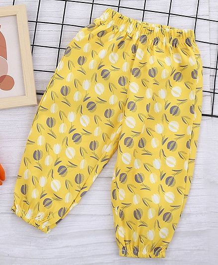Kookie Kids Full Length Lounge Pant Floral Print - Yellow