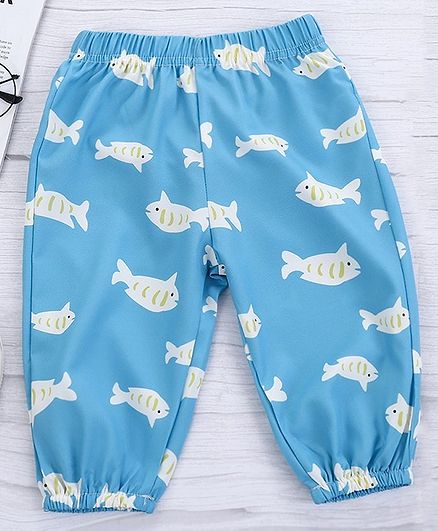 Kookie Kids Full Length Lounge Pant Fish Print - Blue