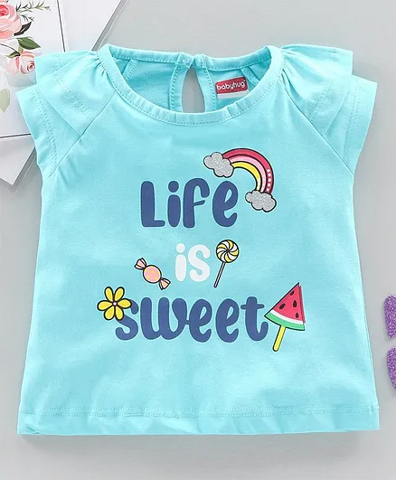 Babyhug Short Sleeves Tee Text Print - Blue