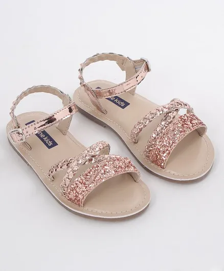 Pine Kids Party Wear Sandals Cutwork Detail - Golden