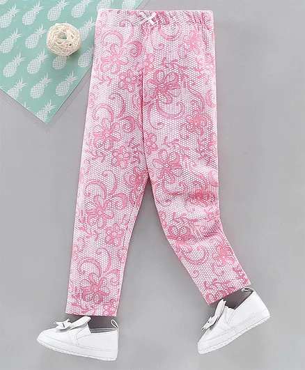 Babyhug Full Length Printed Leggings - Pink