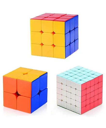 VWorld High Speed Stickerless Rubik Cubes Pack of 3 - Multicolour